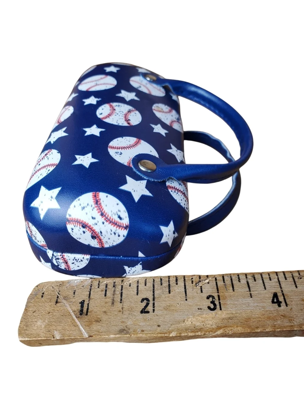 Blue Baseball Pattern Hard Shell Glasses Case
